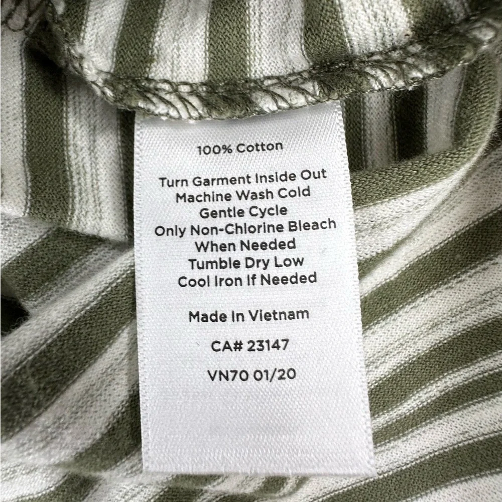 Cotton Striped faux wrap Side Tie green sleeveless Midi Shift Dress 2x petite - Picture 4 of 7